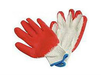 picture of red string knit gloves