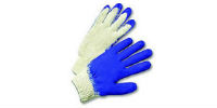 picture of pair of blue string knit gloves