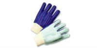 picture of pair of knit wrist leather palm work gloves