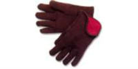 picture of pair of lined brown jersey gloves