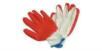 picture of pair of red string knit gloves