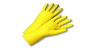 picture of pair of yellow flock lined gloves