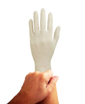 picture of hand wearing white disposable glove