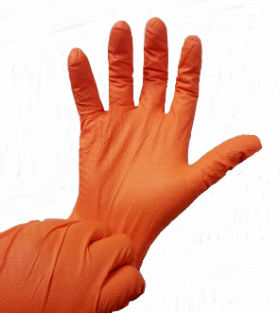 Orange Max-Grip Tread Ribbed Nitrile Gloves