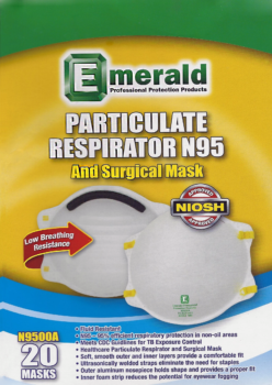 picture of box of Emerald N95 masks