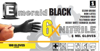 picture of box of Emerald Black 6X nitrile gloves