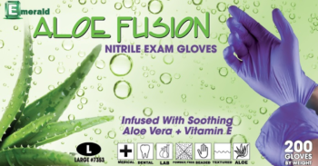 picture of box of Emerald Aloe Fusion nitrile gloves