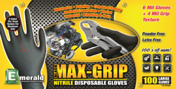 Black Max-Grip Ridged Texture Nitrile Gloves