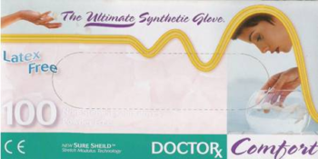 picture of box of Dr Comfort synthetic exam gloves