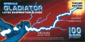 picture of box of Gladiator powder-free latex exam gloves