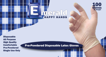 picture of box of Happy Hands powdered latex general purpose gloves