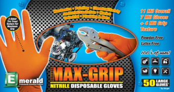 Orange Max-Grip Tread Ribbed Nitrile Gloves