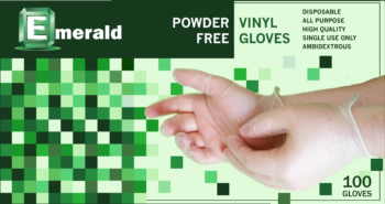 picture of box of Shannon powder-free vinyl general purpose gloves