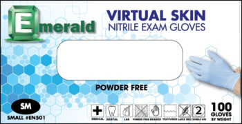 picture of box of Emerald Virtual Skin nitrile exam gloves