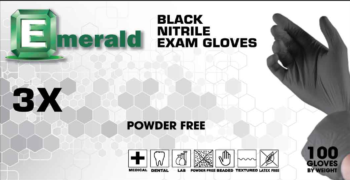 picture of box of 3X Black nitrile exam gloves