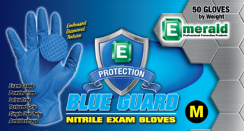 picture of box of Blue Guard nitrile exam gloves