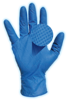 picture of Blue Guard nitrile exam glove showing texture